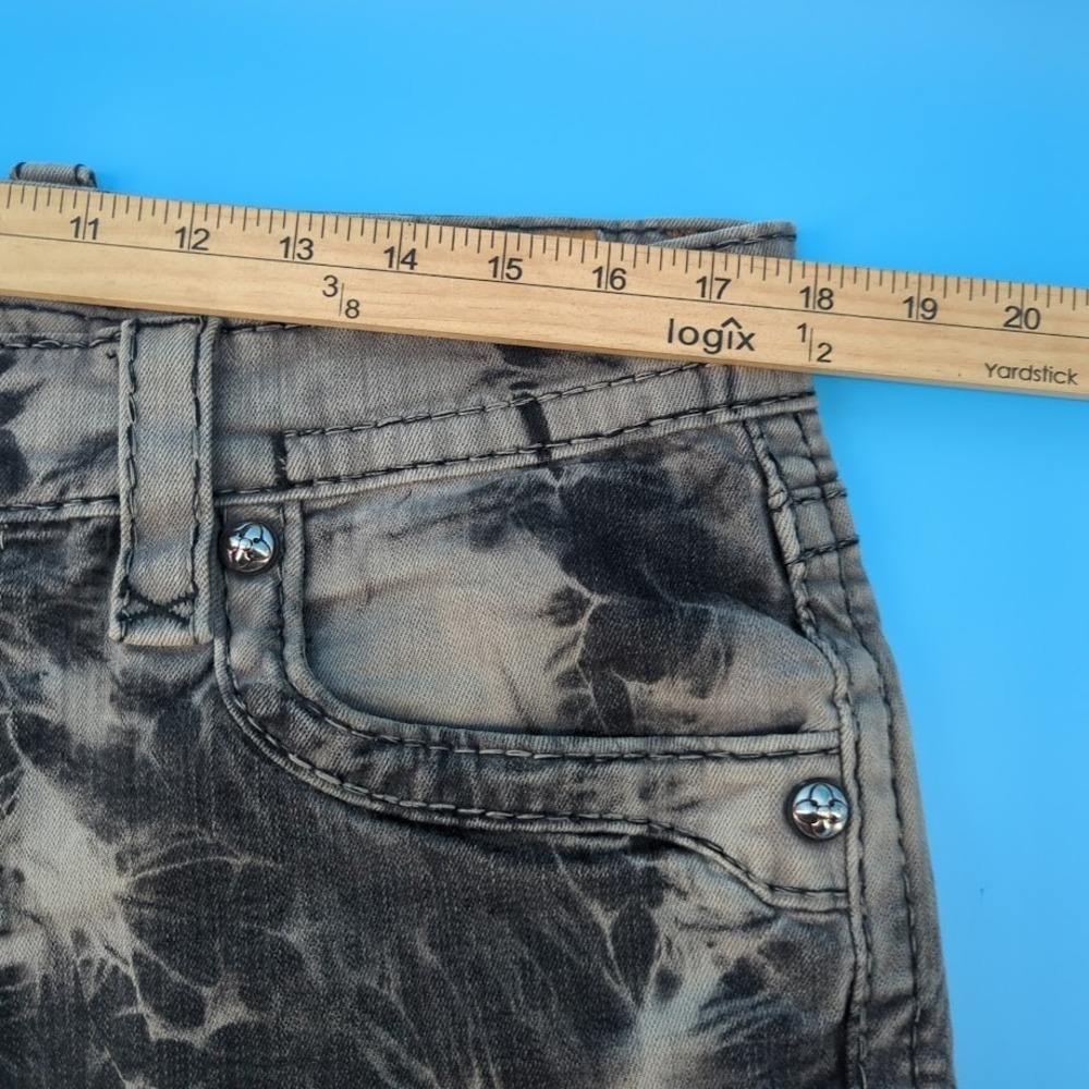 Rock Revival Steven Straight Jeans Mens 36x34 Gray Black Tie Dye Y2K Biker Thick - Picture 12 of 16